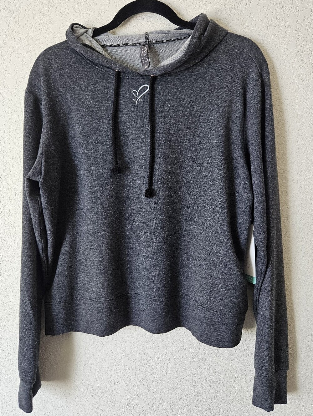 City Lights Charcoal Gray Hooded Pullover Sweatshirt with Heart Logo